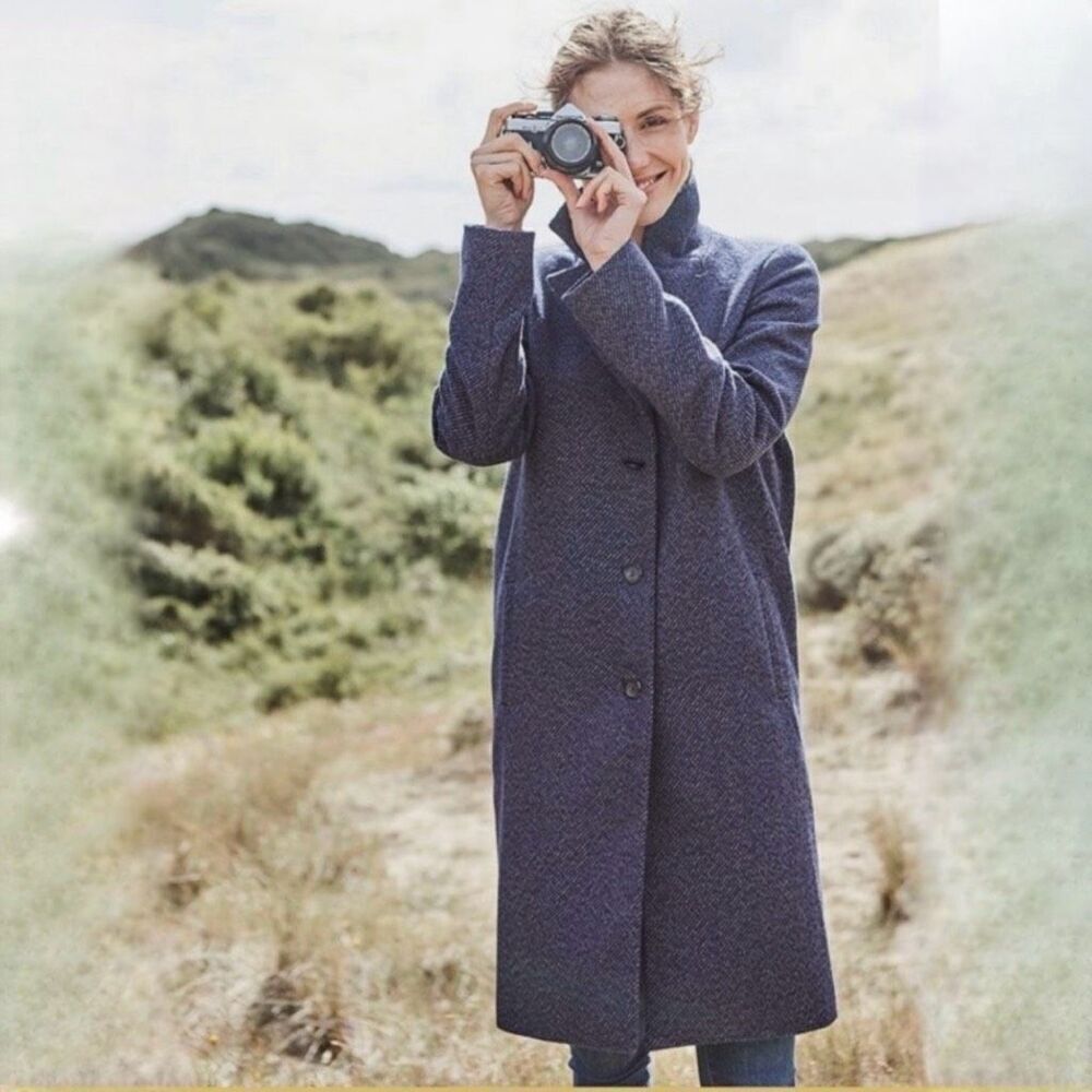 J. Jill Navy Gray Tweed Medium Classic Knee Length Dress Peacoat